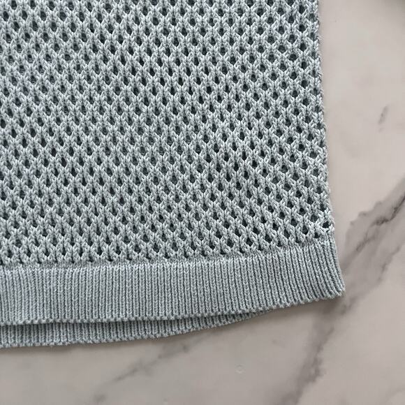 Lisa Todd open knit varsity sweater Blue Sz S Tennis Prep coastal chic pullover - Picture 7 of 9